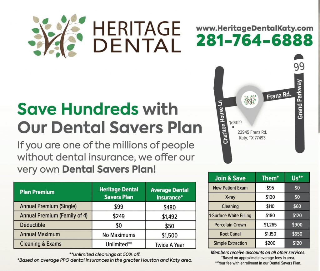 low cost dental plan, heritage dental - katy